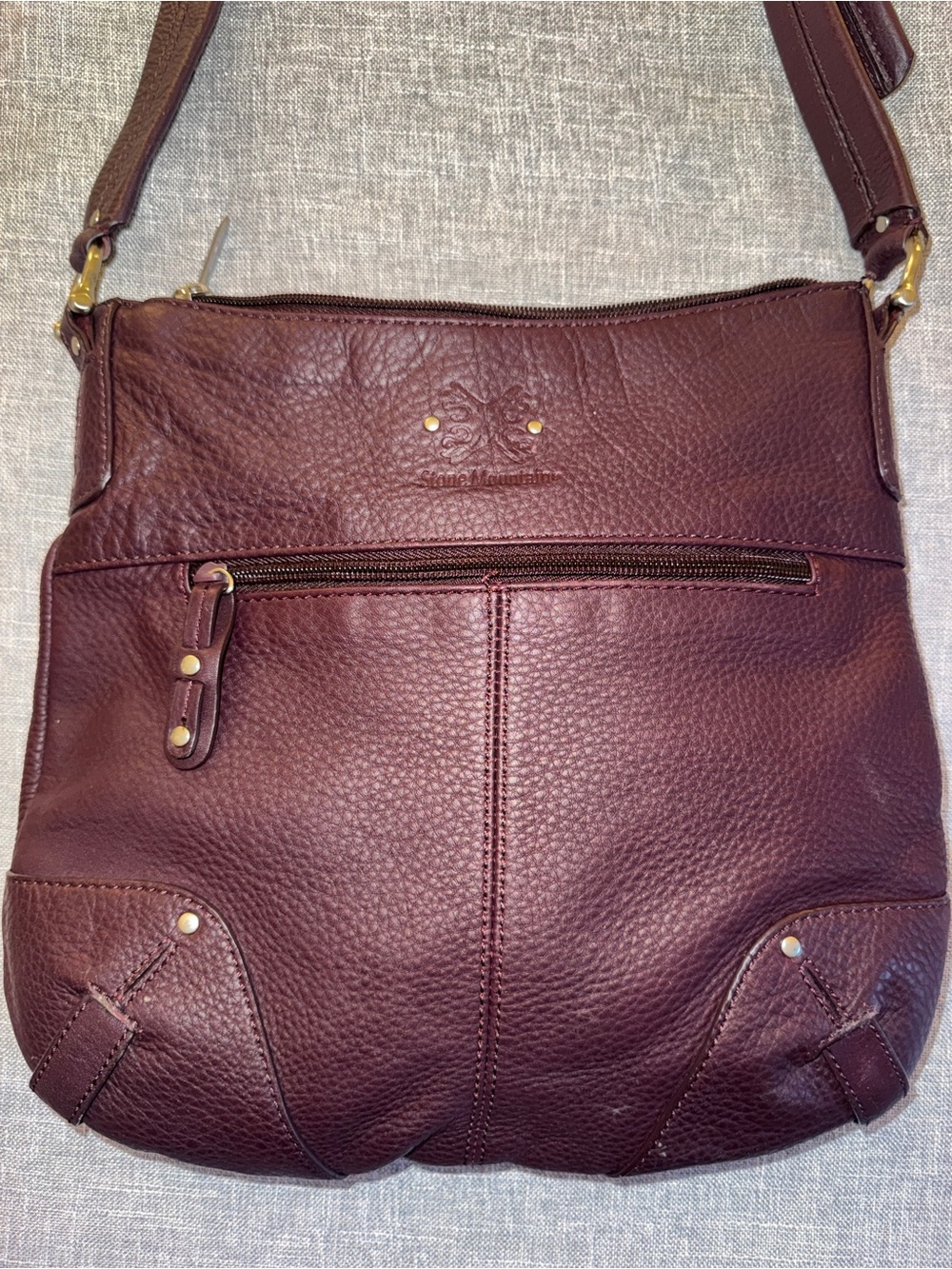 Stone Mountain Deep Burgundy Pebbled Leather Shoulder Bag